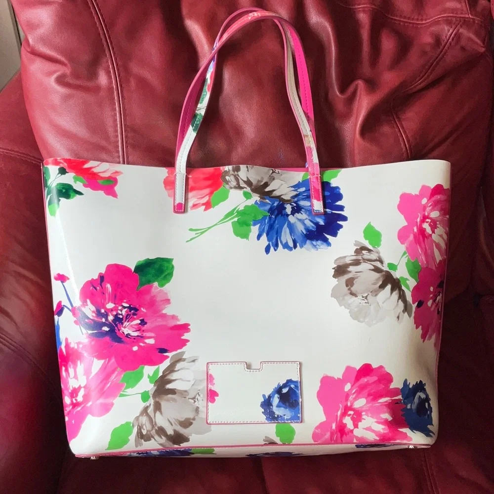 Kate Spade  White Floral Tote with Pink and Blue Flowers - Picture 6 of 9
